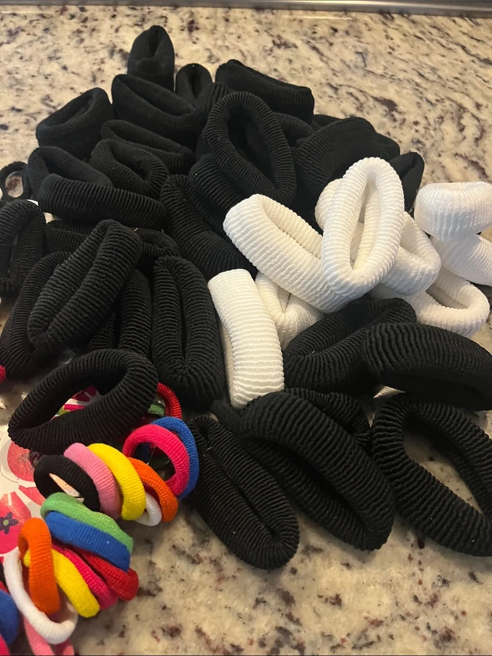 Kids Elastic Hair Ties - Black, White & Multicolor Ponytail Holders